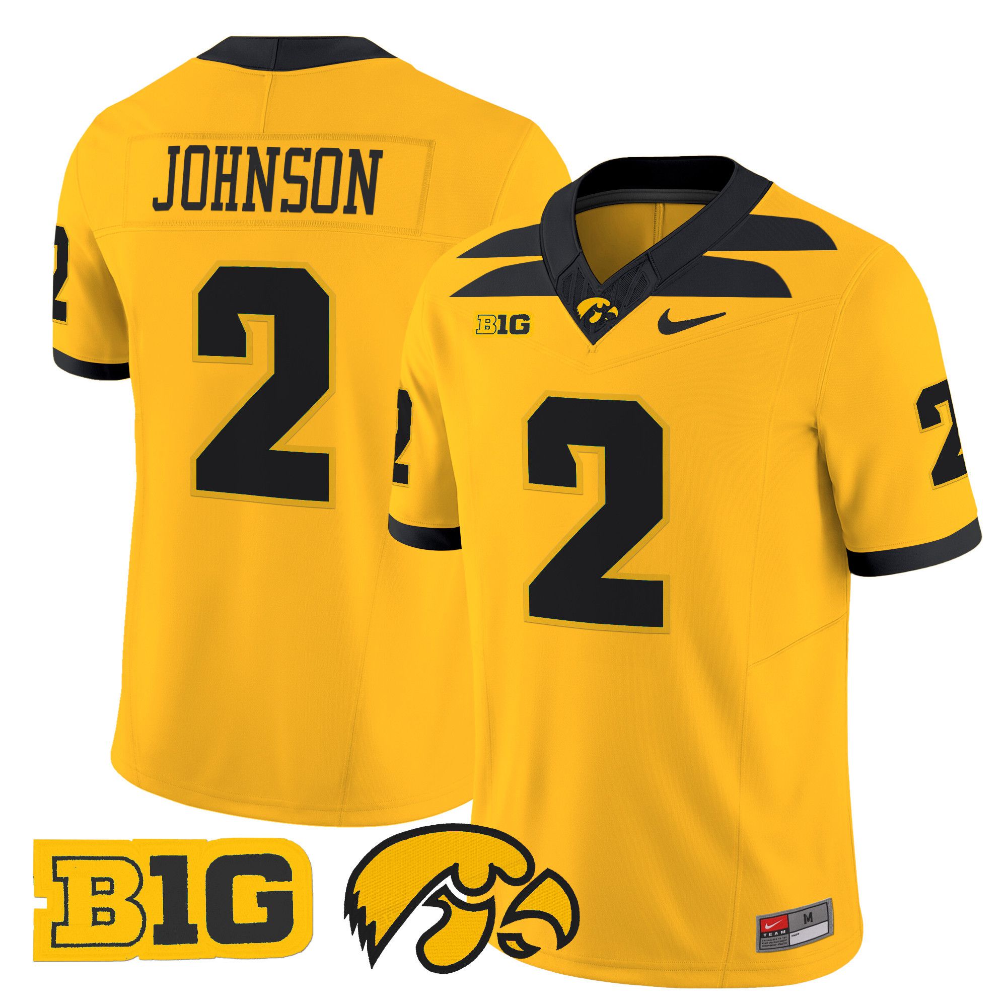 Men Iowa Hawkeyes #2 Johnson Yellow Nike 2024 Vapor Limited NCAA Jersey style 1